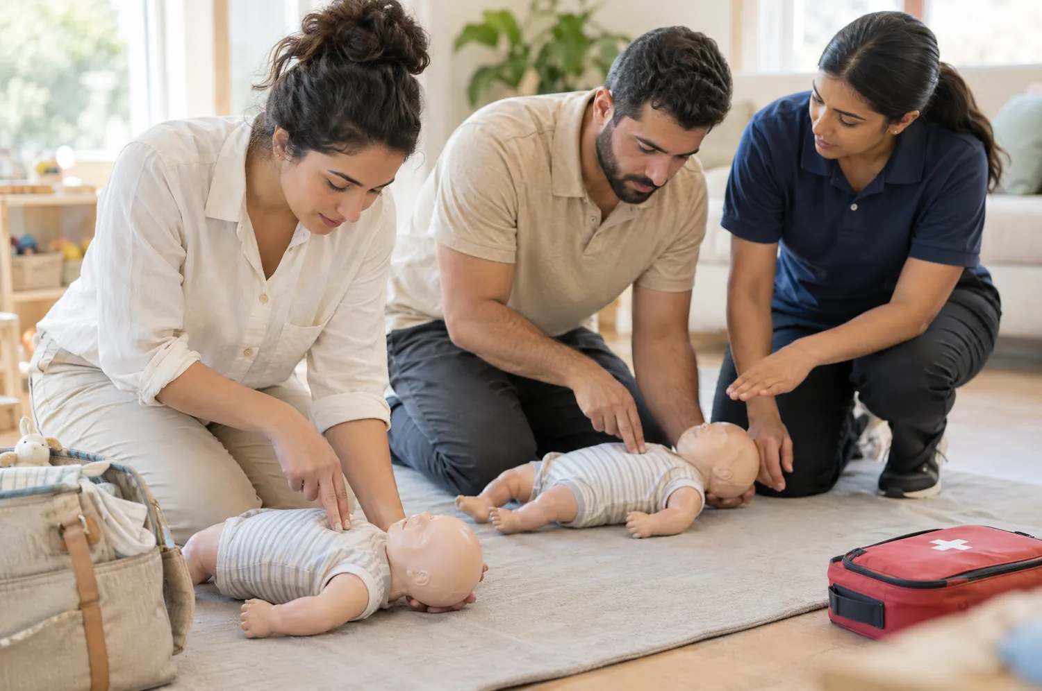 Parents and caregivers learning first aid
